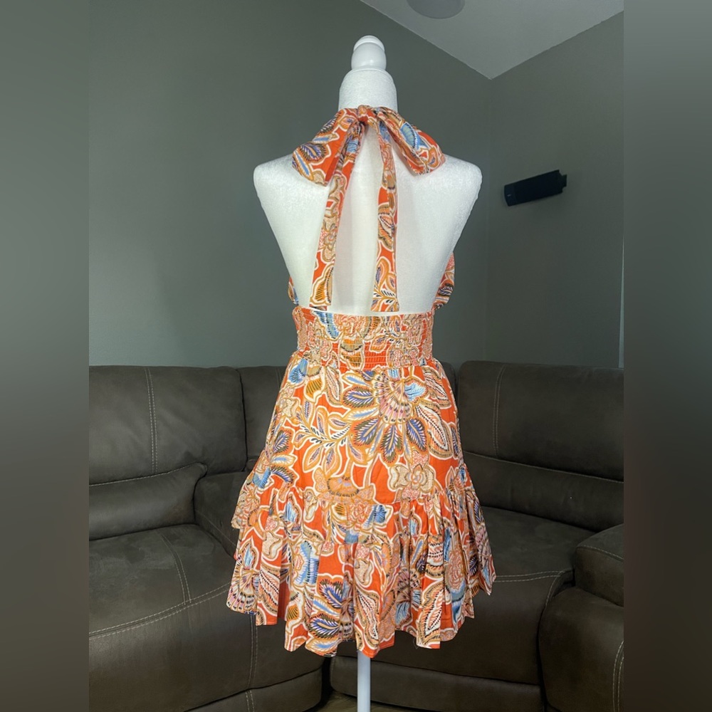 NWT Misa Los Angeles Tula Halter Convertible Mini Dress Tangerina Flora Sz M - Picture 10 of 15